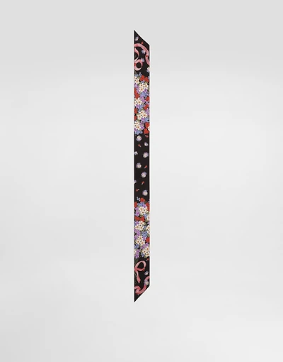 Small floral-print silk twill bandeau 6x100