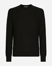 Silk round-neck sweater with all-over DG logo