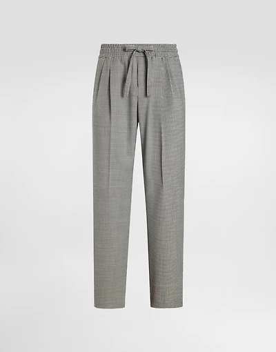 Wool houndstooth joggers