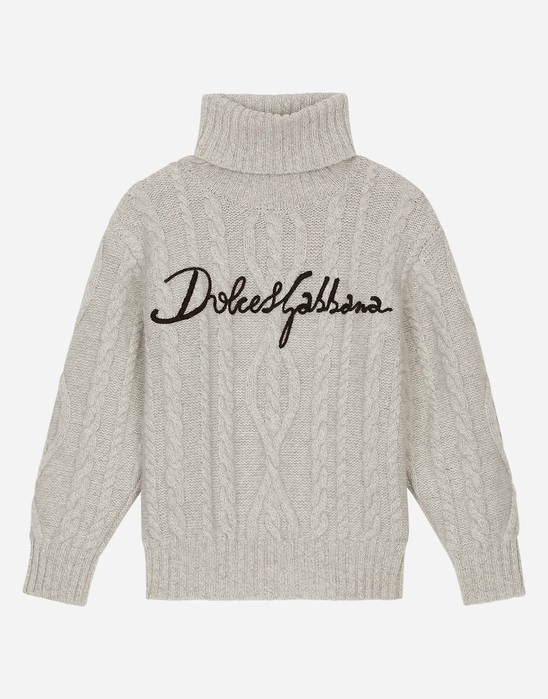 Wool cable-knit pullover with Dolce&Gabbana logo