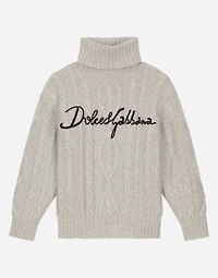 Wool cable-knit pullover with Dolce&Gabbana logo