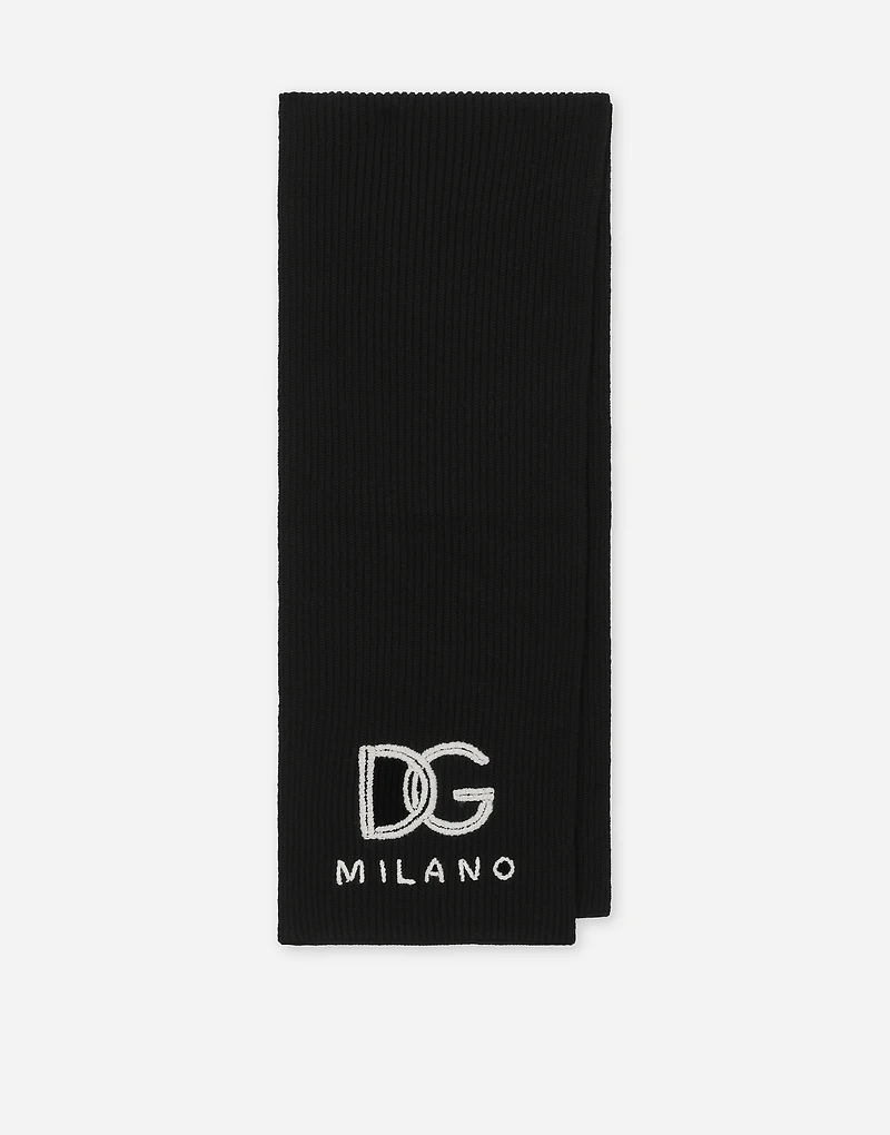 Fisherman’s rib cashmere scarf with DG logo