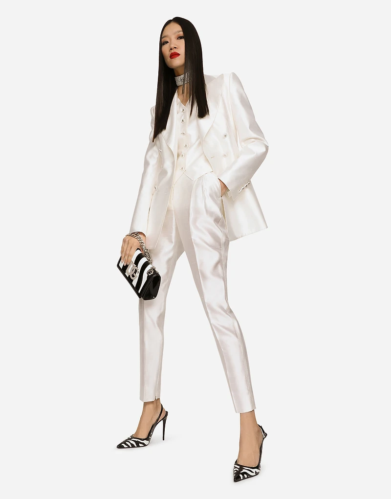 Double-breasted shantung Turlington blazer