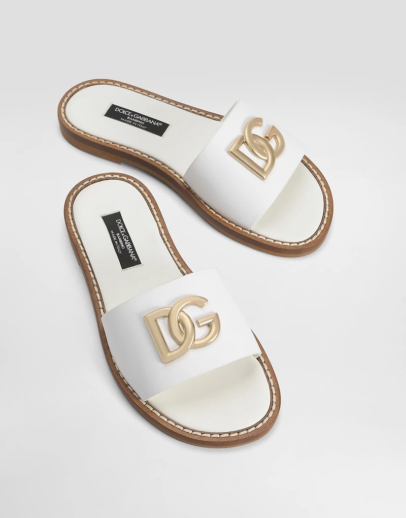 Calfskin sliders with DG logo