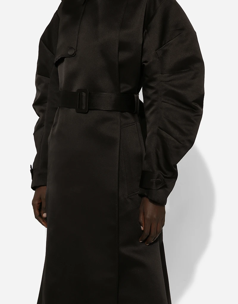 Duchesse trench coat with gathered sleeves