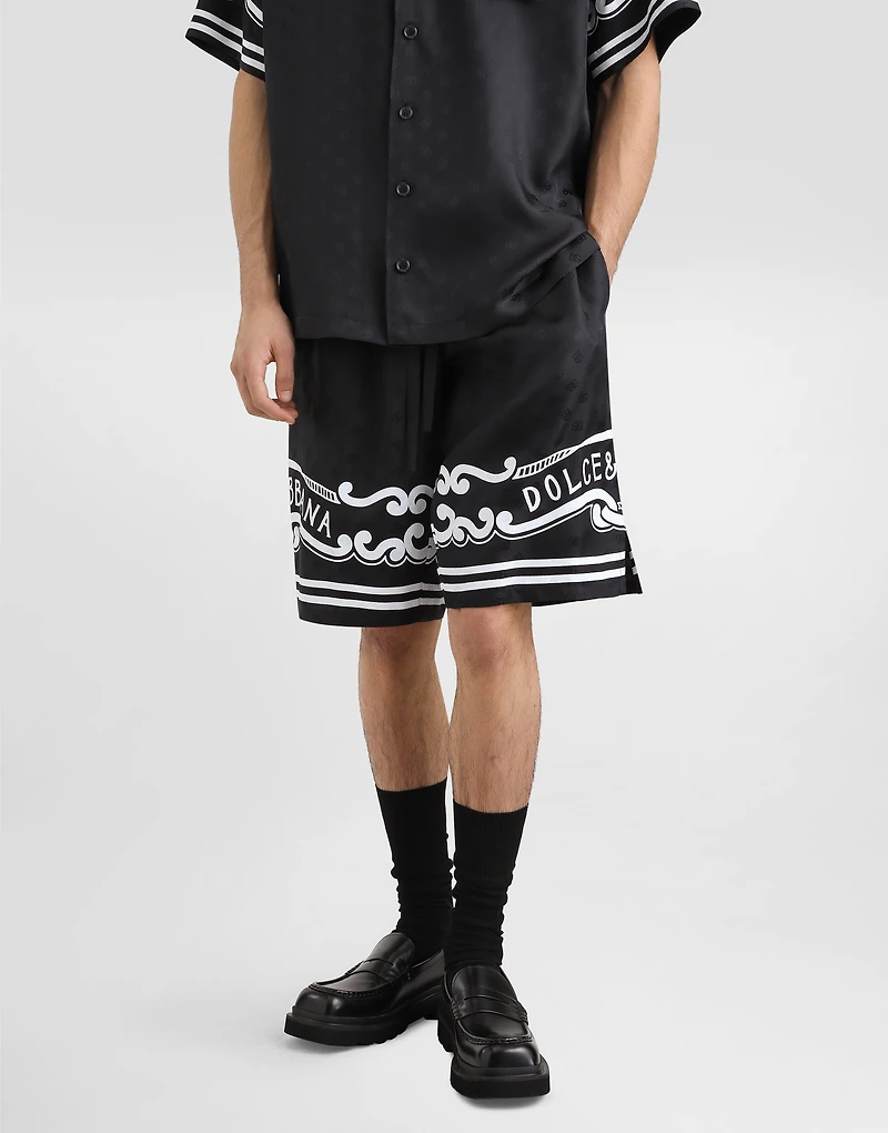 Silk shorts with bandanna-print details