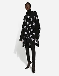 Wool poncho with jacquard DG logo