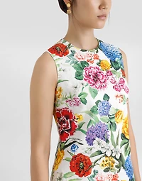 Brocade midi dress with floral print