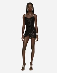 Short dress with sequin embellishment