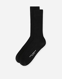 Ribbed cotton and wool socks