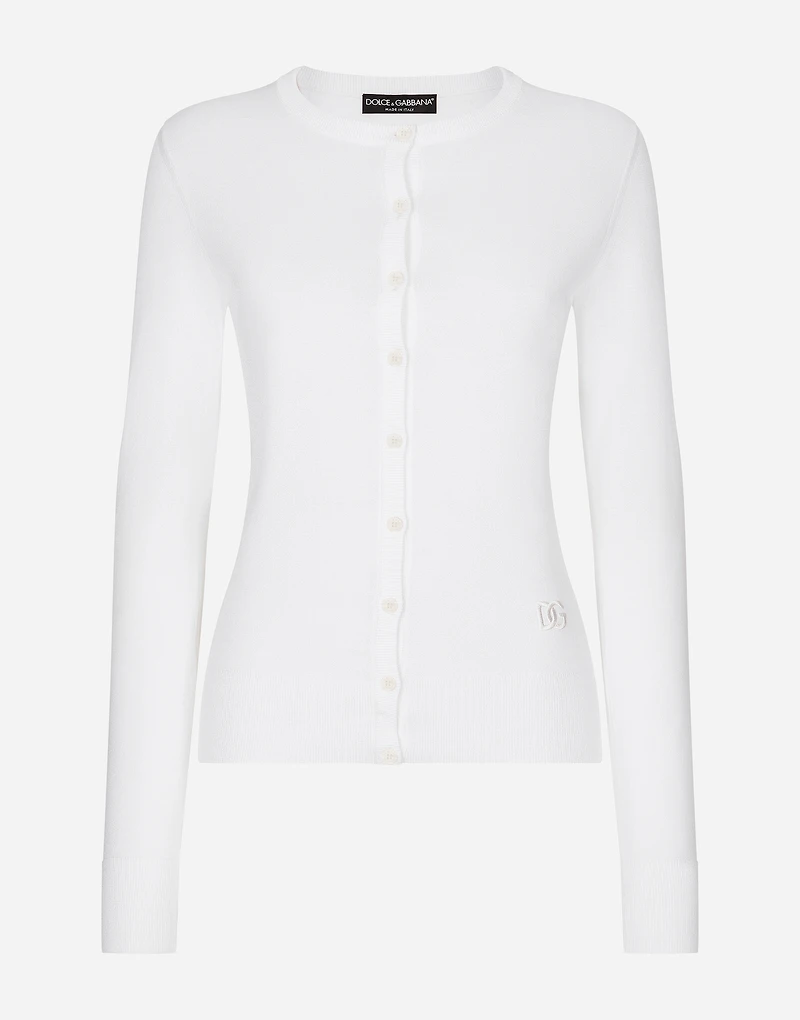 Silk round-neck cardigan