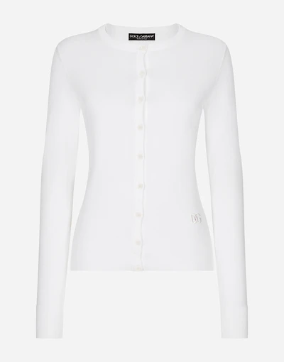 Silk round-neck cardigan