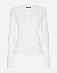 Silk round-neck cardigan