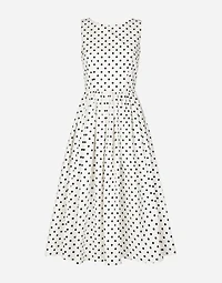 Cotton calf-length circle dress with polka-dot print