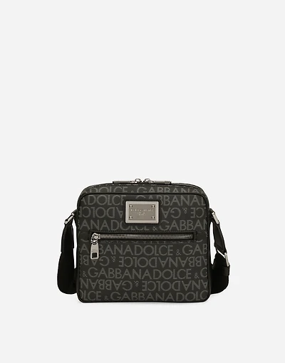 Coated jacquard crossbody bag
