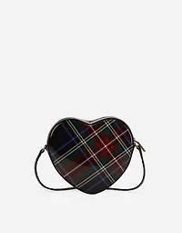 DG Girlie Heart bag in tartan-print polished calfskin
