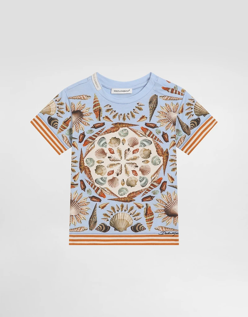 Shell-print short-sleeved jersey t-shirt