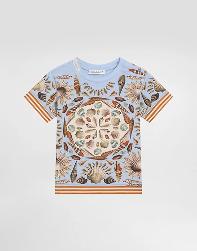 Shell-print short-sleeved jersey t-shirt