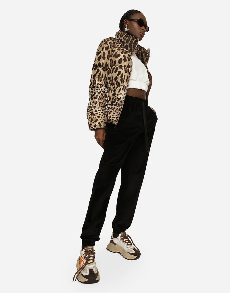 Padded leopard-print nylon jacket