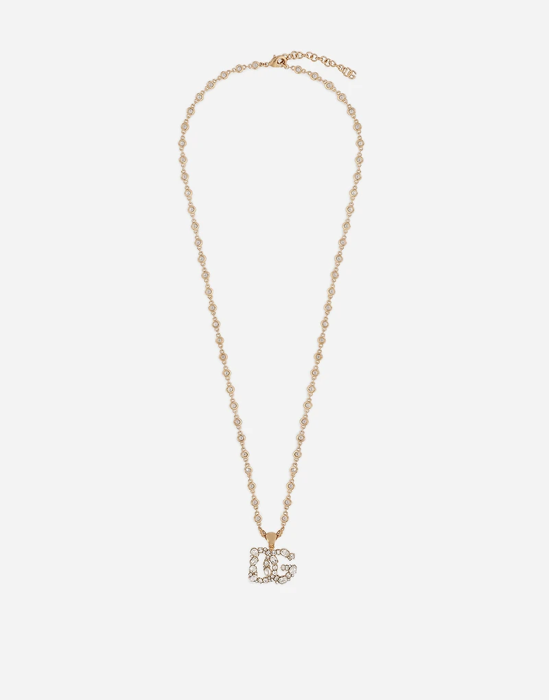 Necklace with rhinestone-detailed DG logo