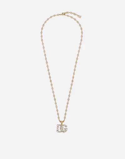 Necklace with rhinestone-detailed DG logo