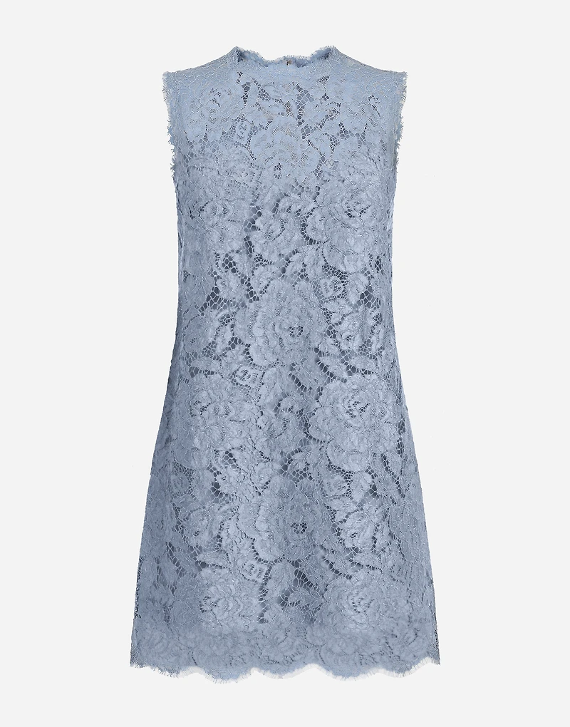 Sleeveless floral lace A-line dress with DG logo