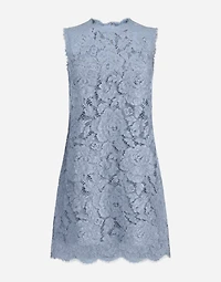 Sleeveless floral lace A-line dress with DG logo