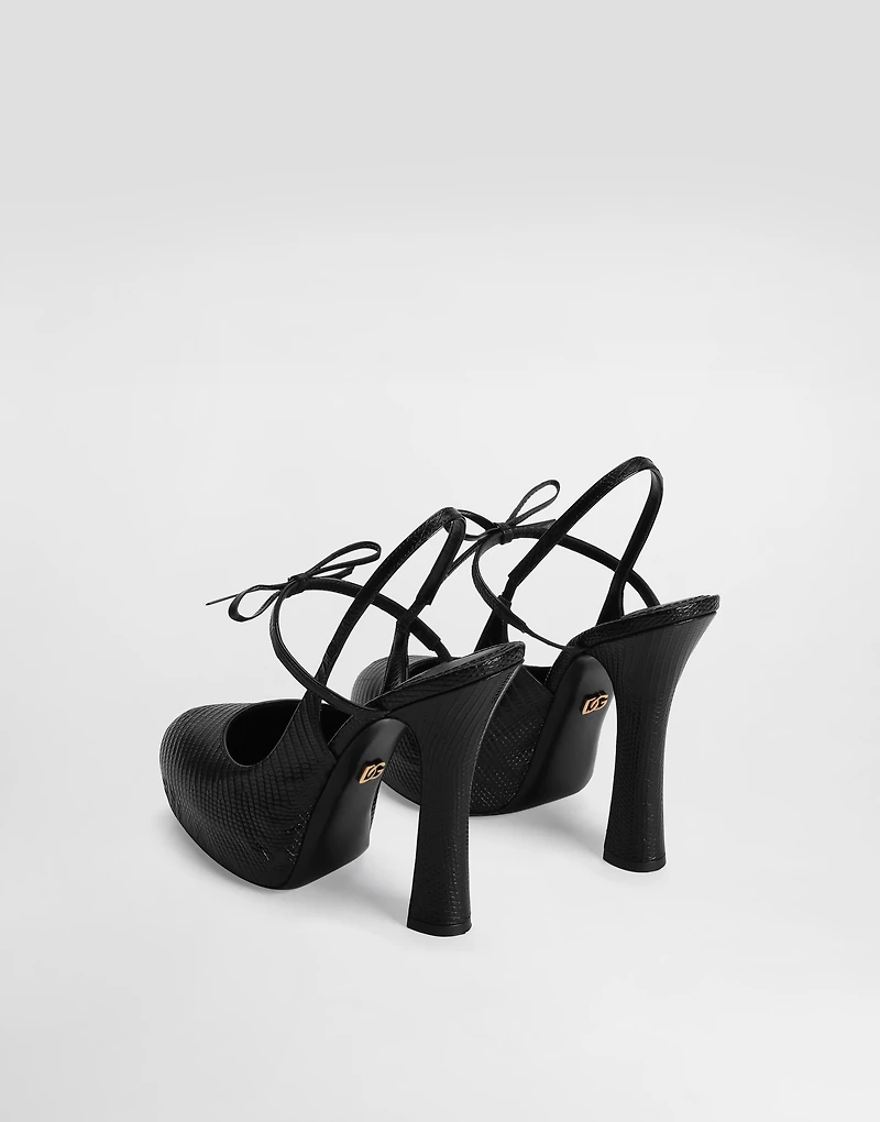 Lizard skin slingbacks