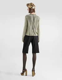 Long-sleeved top crystal mesh