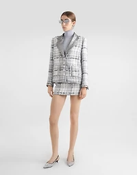 Check lurex raschel tweed miniskirt