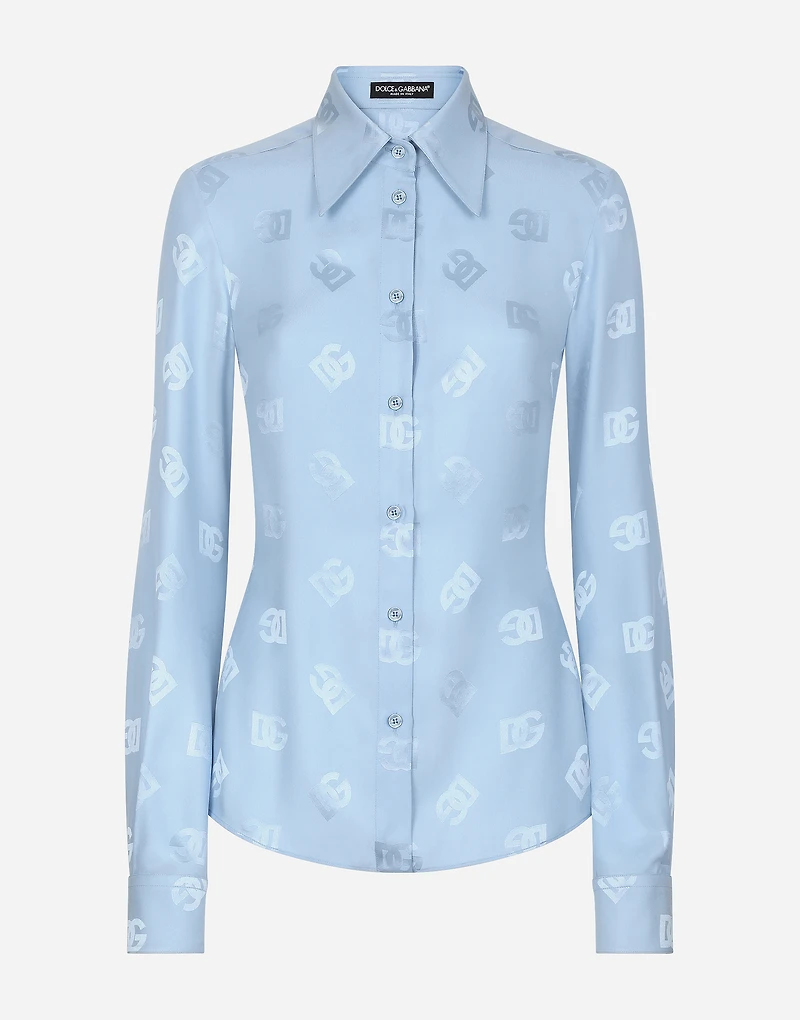 Silk jacquard shirt with all-over DG logo