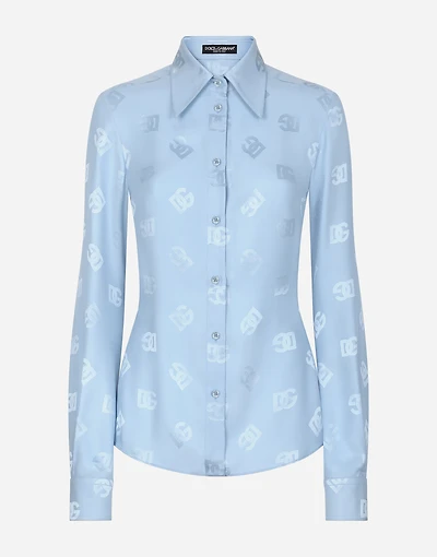 Silk jacquard shirt with all-over DG logo