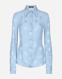Silk jacquard shirt with all-over DG logo