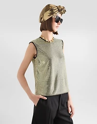 Sleeveless blouse crystal mesh