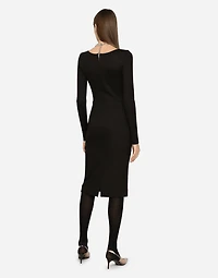 Milano rib calf-length dress with DG logo