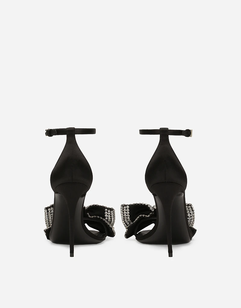 Satin sandals with rhinestone embellishment