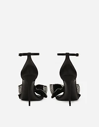 Satin sandals with rhinestone embellishment