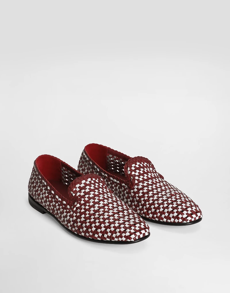 Woven leather slippers