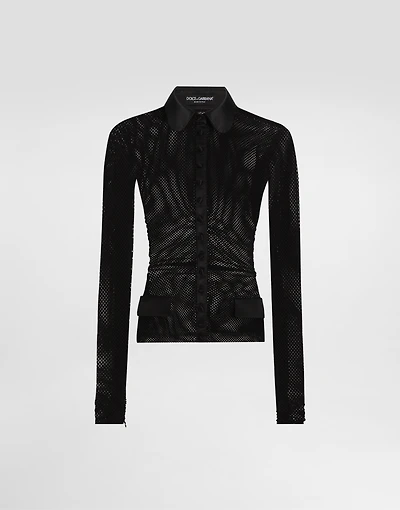Mesh shirt jacket