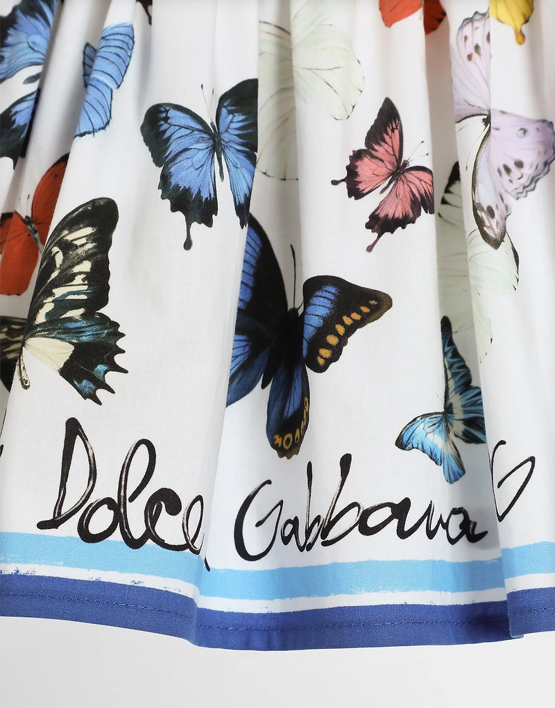 Poplin top with butterfly print