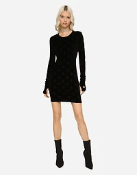 Short flocked jersey dress with all-over DG logo