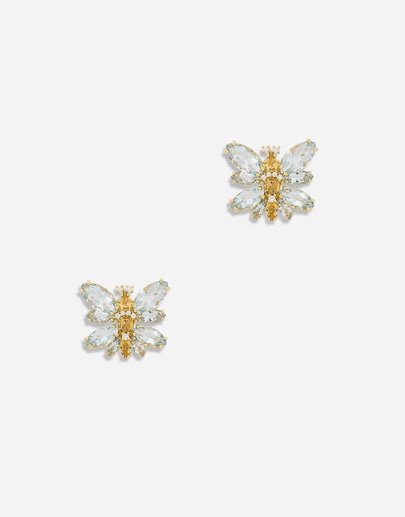 Butterfly Earrings 18-carat yellow gold and aquamarine