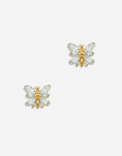 Butterfly Earrings 18-carat yellow gold and aquamarine