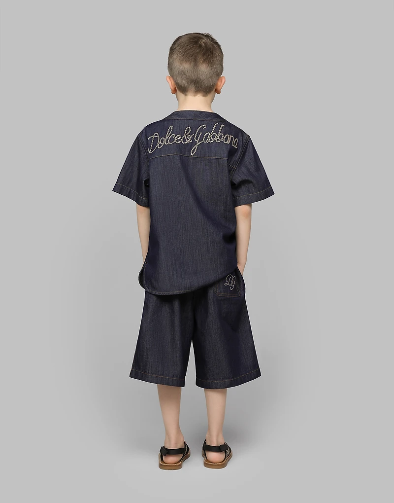 Denim shirt with Dolce&Gabbana logo