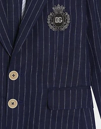 Single-breasted pinstripe linen jacket with patch