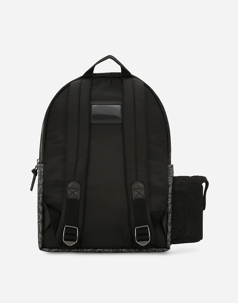 Nylon backpack with jacquard logo details