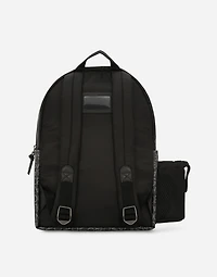 Nylon backpack with jacquard logo details