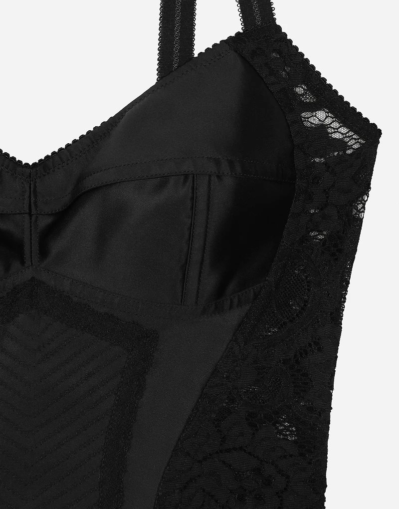 Corset lace and satin top