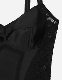 Corset lace and satin top