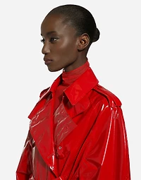 Patent leather trench coat